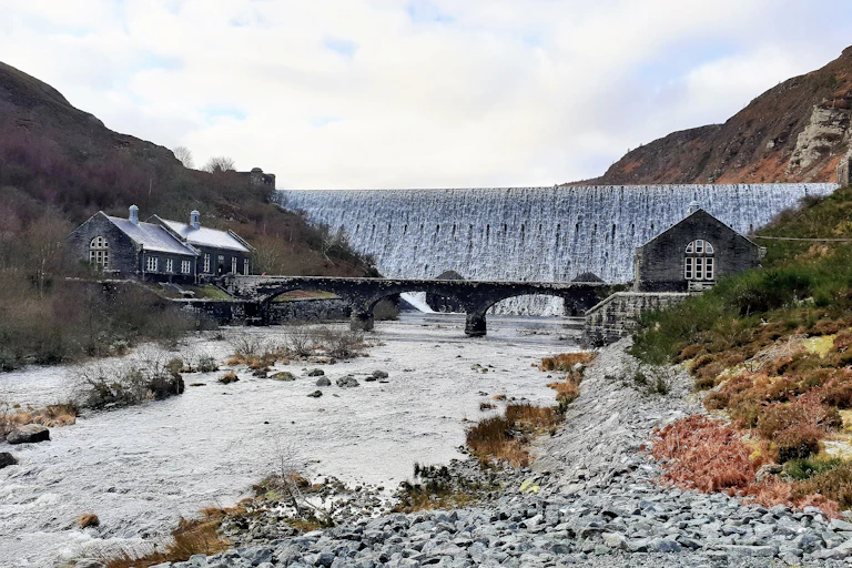 The Caban Coch dam in Wales' Elan Valley