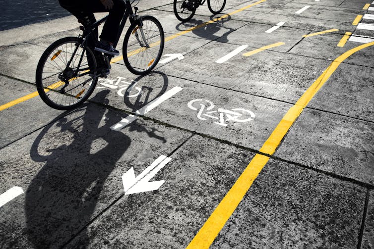 Cyclist on cycle lane