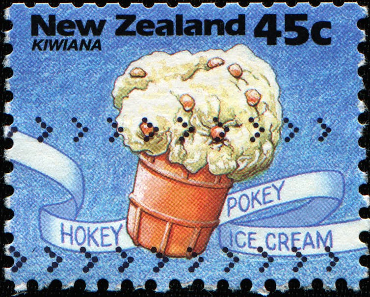 Postage stamp with picture of hokey pokey ice cream
