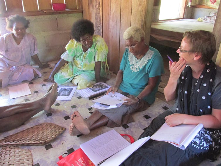 Group of people taking part in a langauge project