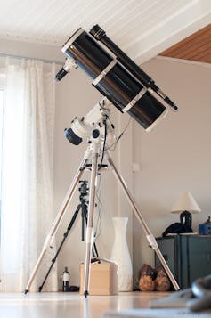 A SkyWatcher f/5 newtonian telescope with an Equatorial GoTo mount.