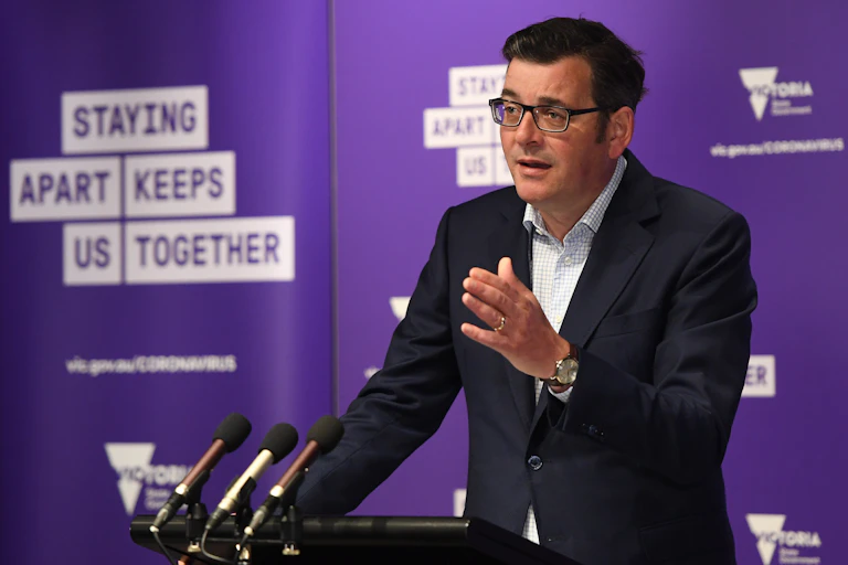 Victorian Premier Daniel Andrews ar a press conference.
