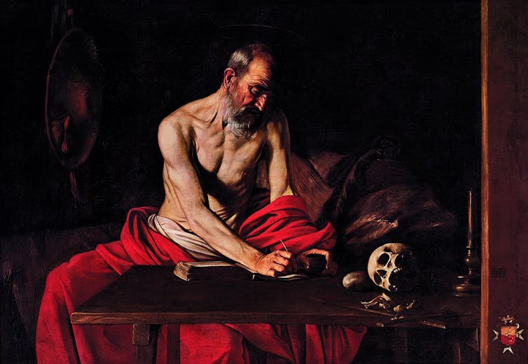 Painting of Saint Jerome by Caravaggio.