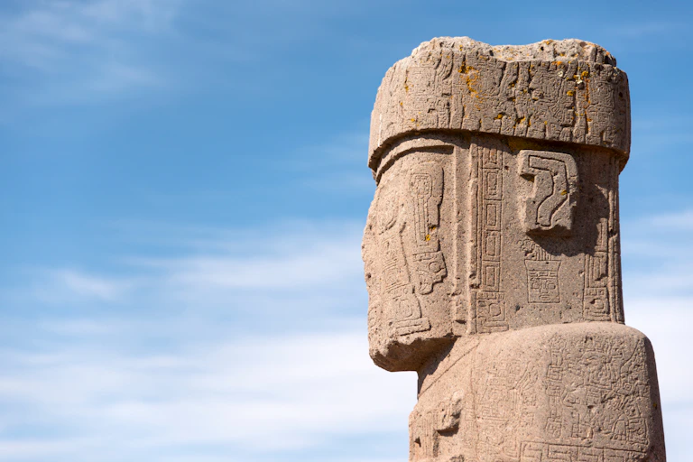 The head of a stone statue