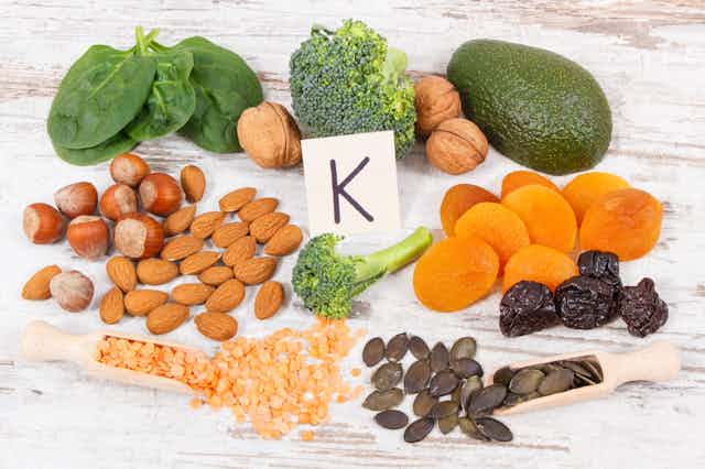 A display of foods high in vitamin K.