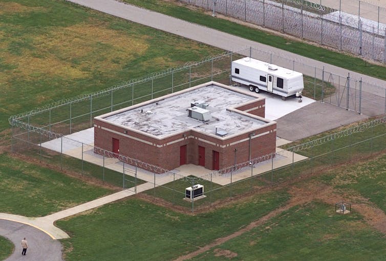 An aerial view of the execution building at the U.S. Penitentiary in Terre Haute, Indiana