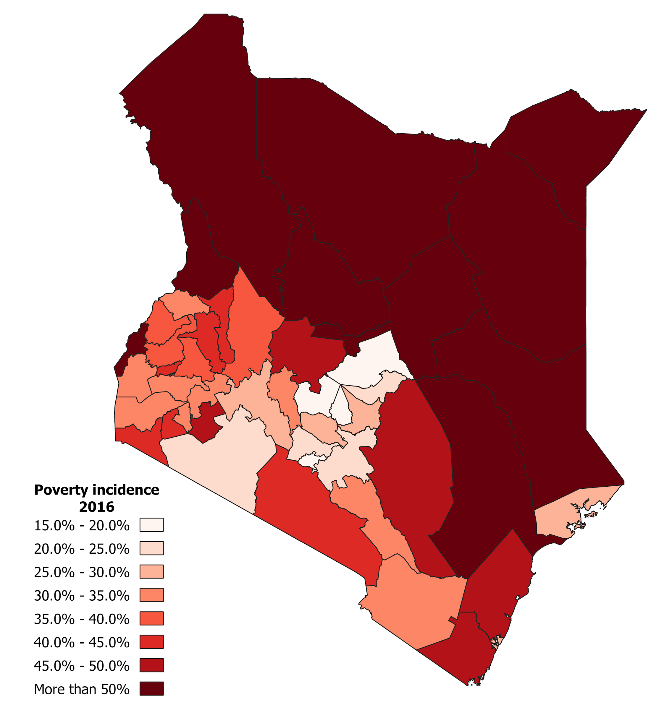 Incidencia de la pobreza en Kenia por condados. Iván Kim