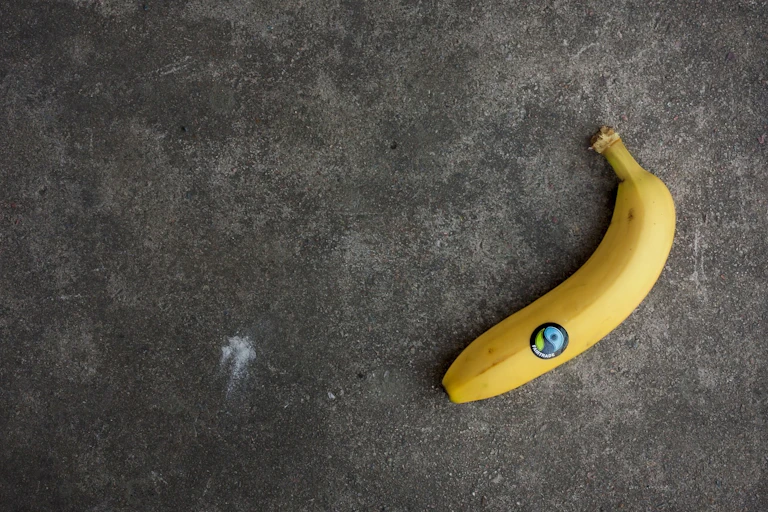 A banana with an eco label