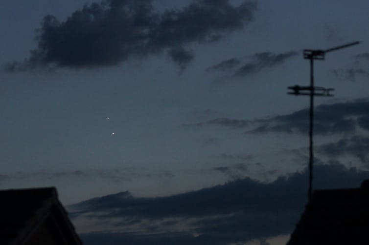 Night sky with two bright planets.