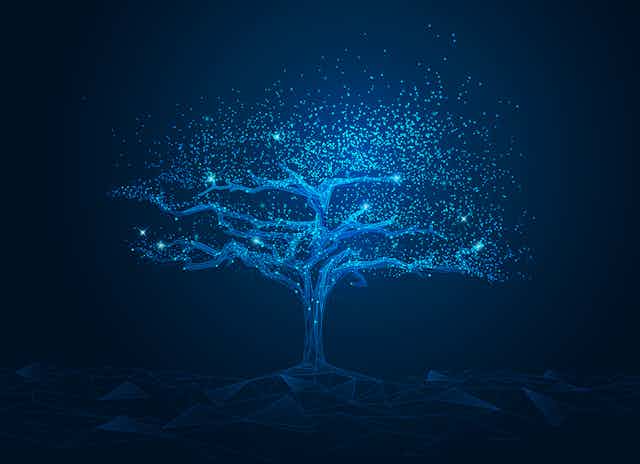 3D rendering of a tree lit up