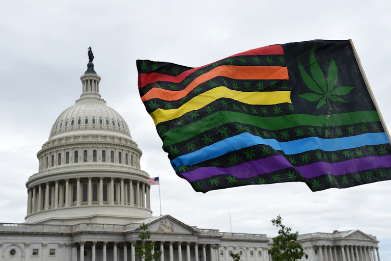 Activists demand that Congress pass cannabis reform legislation.