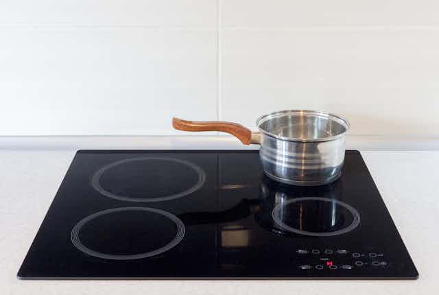 Black glass induction cooktop.