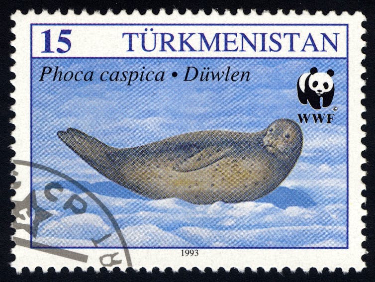 A Turkmenistan stamp featuring a seal