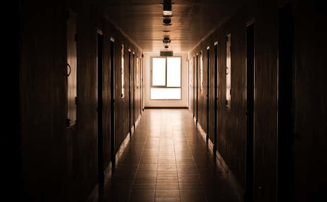 A school hallway.