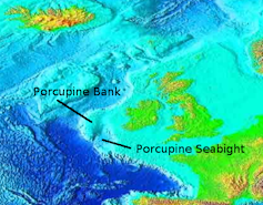 Seabed map of the north east Atlantic.