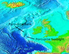 Seabed map of the north east Atlantic.