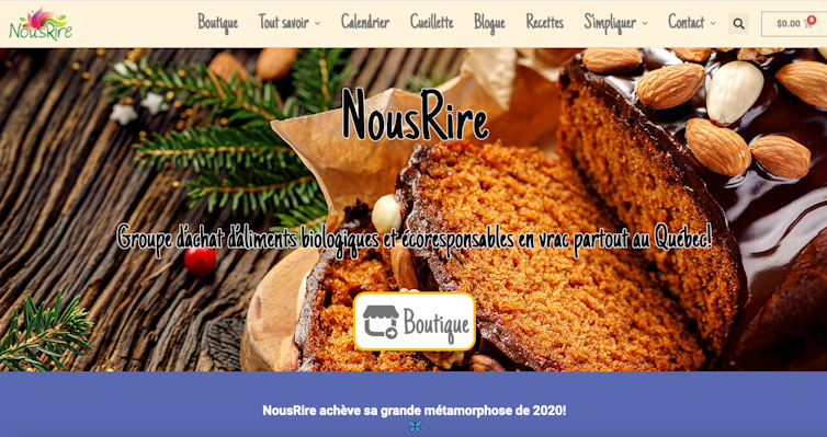 The NousRire homepage.