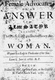 The title page of a 1686 book entitled 'The Female Advocate'