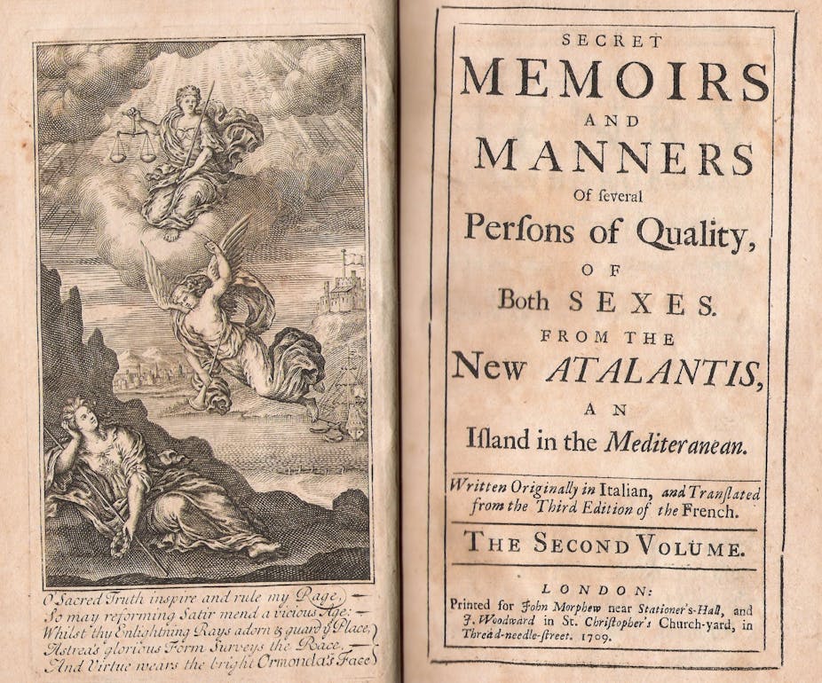 Frontispiece and title page of 'The New Atalantis.'