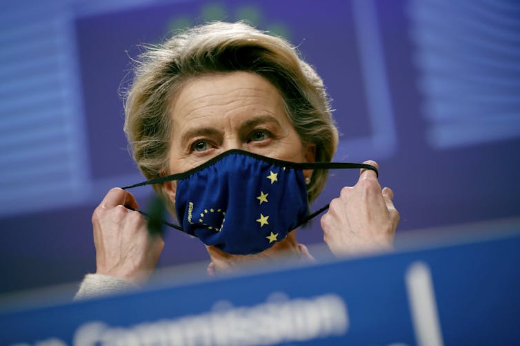 Ursula von der Leyen in a mask.