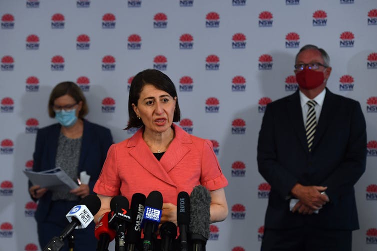 NSW Premier Gladys Berejiklian addresses the media.