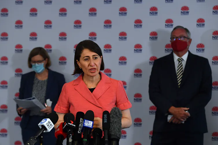 NSW Premier Gladys Berejiklian addresses the media.