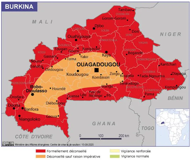la page consacrée au Burkina Faso de la section « Conseils aux voyageurs » du ministère des Affaires étrangères
