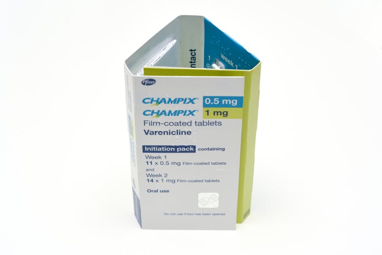 A box of Champix tablets.