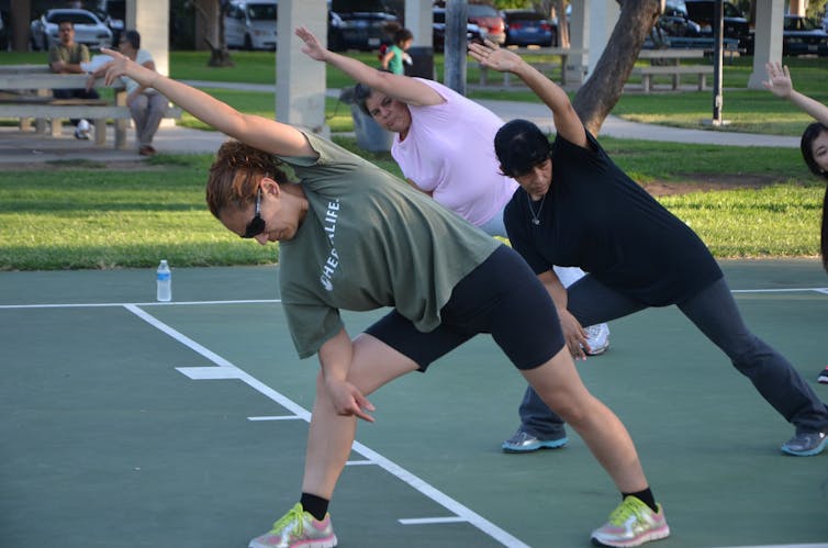 A group of people stretching