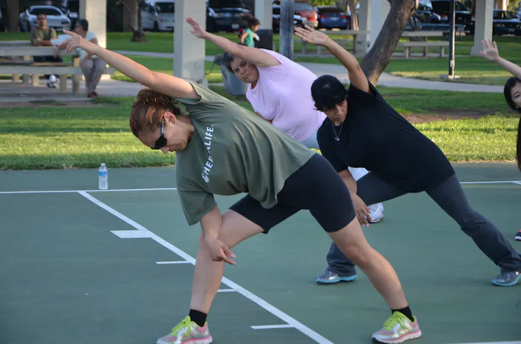 A group of people stretching