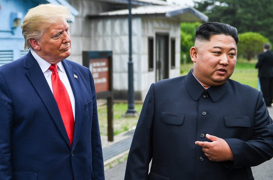 Donald Trump and Kim Jong-un in the Korean demilitarized zone in June 2019.  