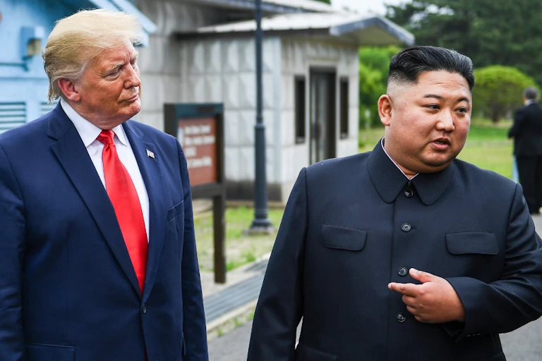 Donald Trump and Kim Jong-un in the Korean demilitarized zone in June 2019.