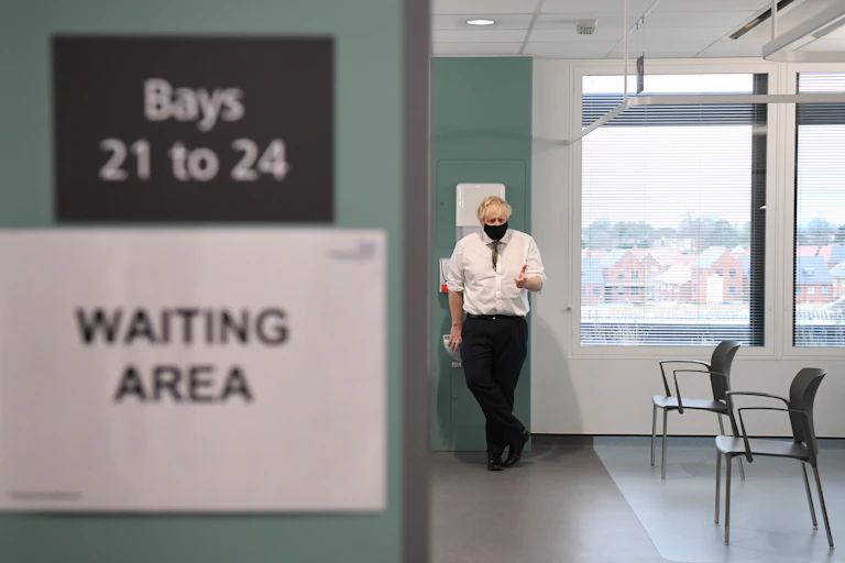 Boris Johnson visiting a hospital.
