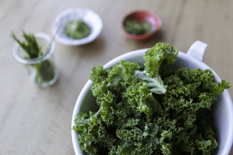 A plate of kale salad.