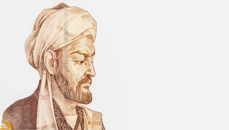 Ibn Sina cutout from a Tajikistan banknote.