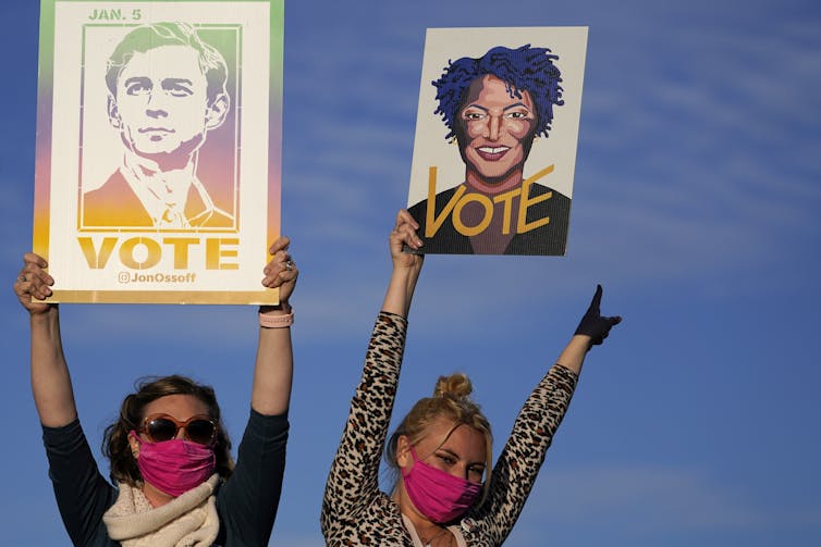 Democrats celebrated their two wins in Georgia.