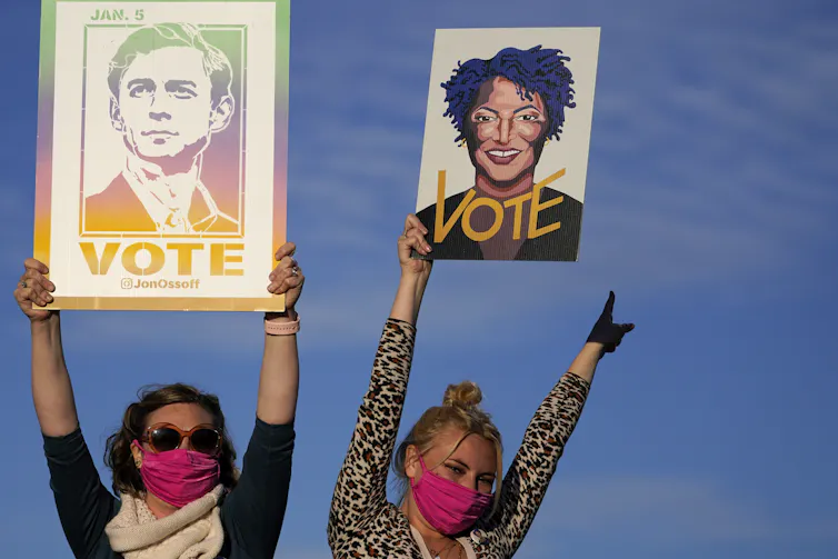 Democrats celebrated their two wins in Georgia.