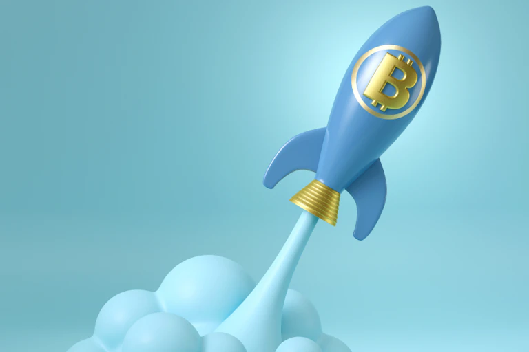 Bitcoin rocket taking off