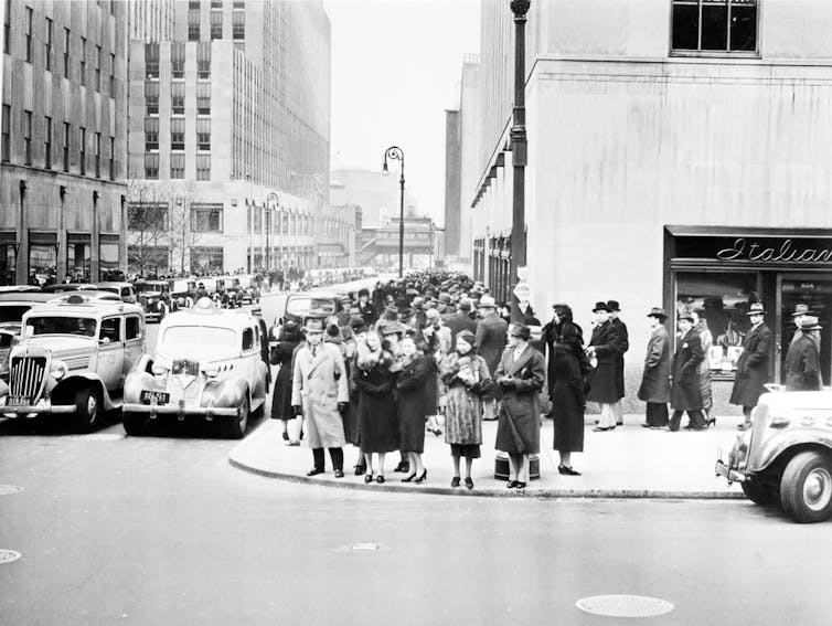 A New York street in the 1930s.