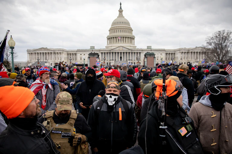 The Proud Boys outside the US Capitol in Washington, DC on Wednesday, January 6, 2021.