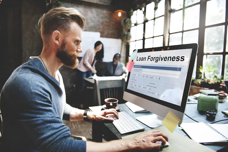 Loan Forgiveness Debt Filling Application Concept