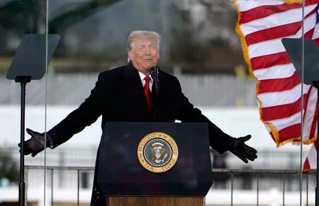 Donald Trump gestures Jan. 6