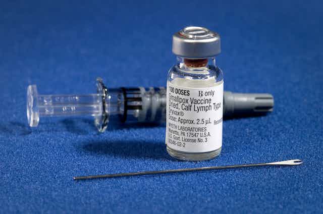 Dryvax, smallpox vaccine with bifurcated needle.