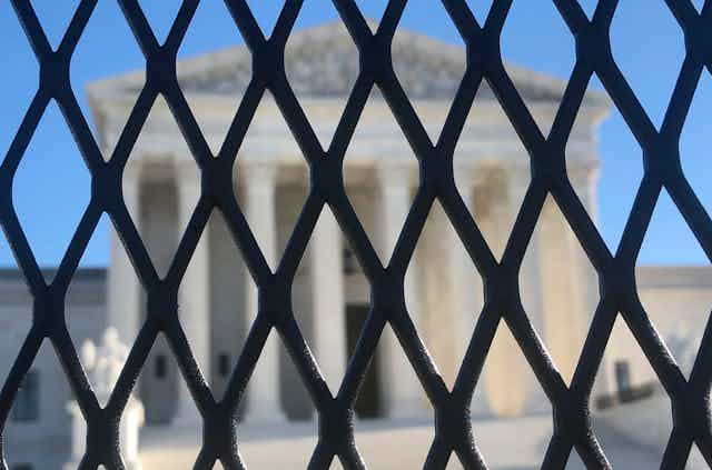 Fencing outside the U.S. Supreme Court on Capitol Hill.