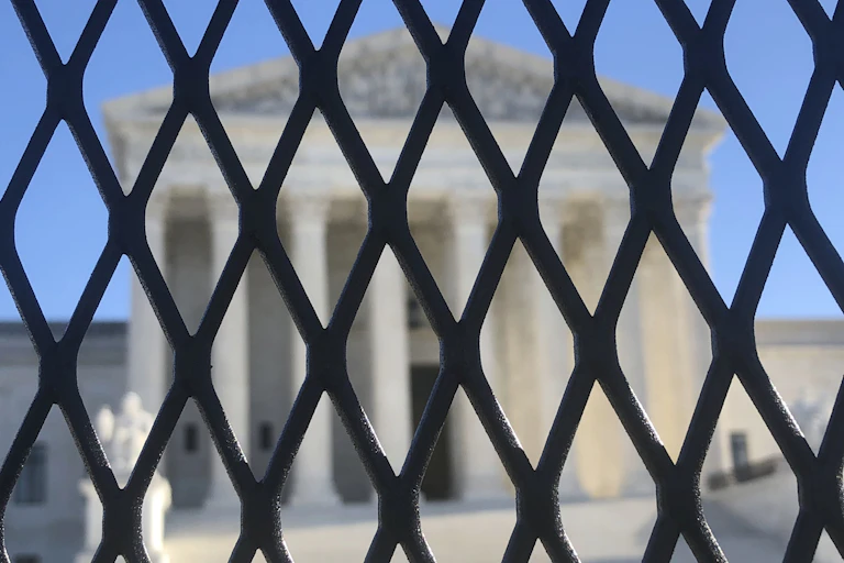 Fencing outside the U.S. Supreme Court on Capitol Hill.