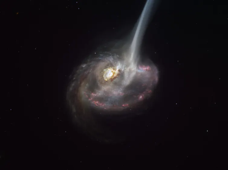 Artist's impression of a galaxy with a tidal tail.