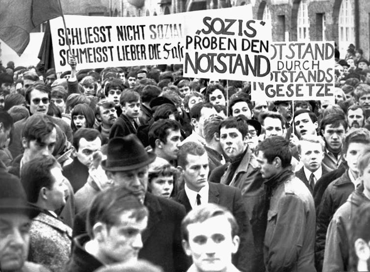 Young people at a demonstration in Nuremberg, Germany, in 1968