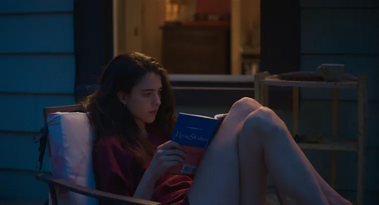 Production still: Joanna reads Nine Stories