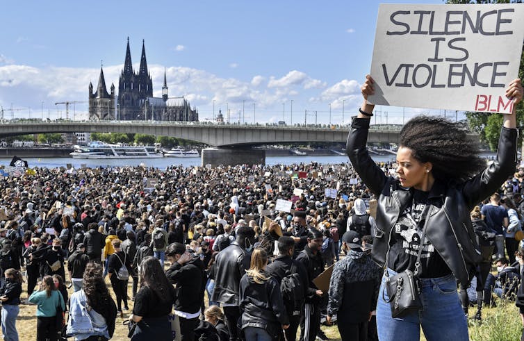 Germans gather to protest the death of George Floyd.