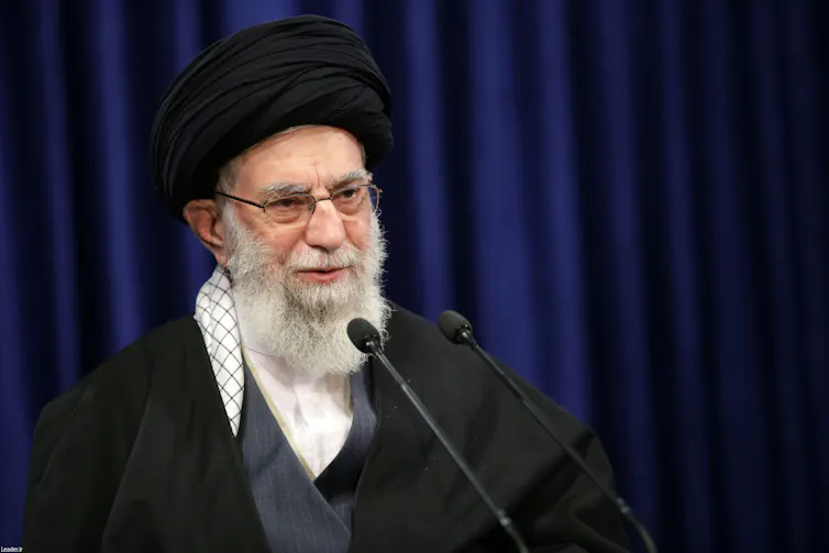 Iran's supreme leader, Ayatollah Ali Khamenei making speech about Iran Nuclear Deal, January 2021.